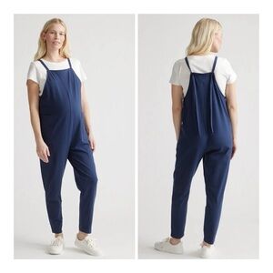NEW Quince XS Navy Blue Organic Cotton Adjustable Straps Maternity Overalls